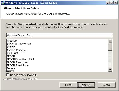 Choose Start Menu Folder